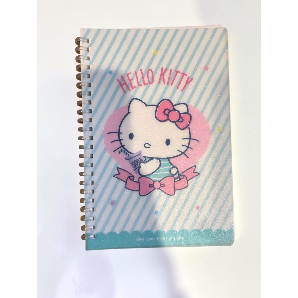 Hello Kitty Sanrio Spiral Notebook Lined Journal Blue Glitter Joytop 8.5 x 6